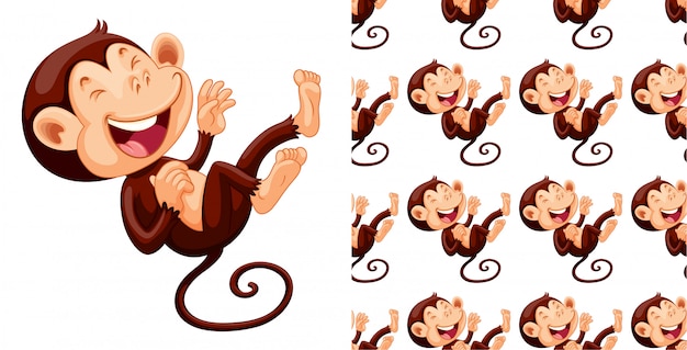 Dibujos animados patrón mono aislado