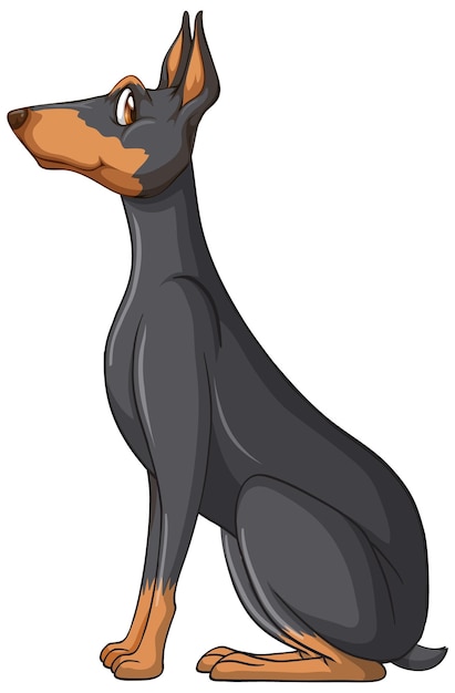 Dibujos animados de perro Doberman pinscher sobre fondo blanco
