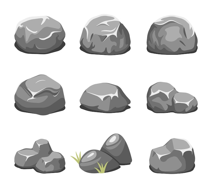 Vector gratuito dibujos animados de piedras y rocas