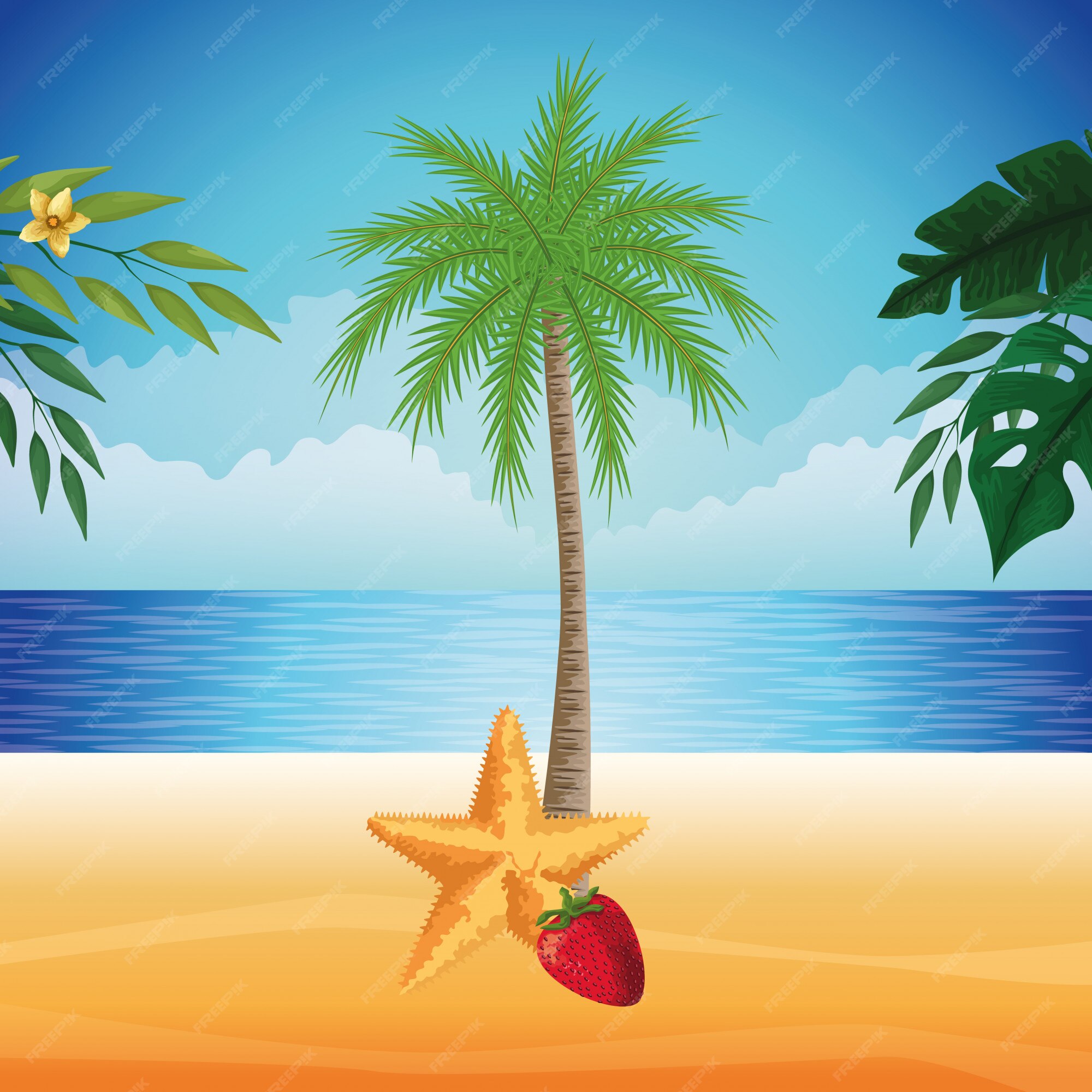 Dibujos animados de playa y vacaciones de verano | Vector Gratis Dibujos animados de playa y vacaciones de verano | Vector Gratis