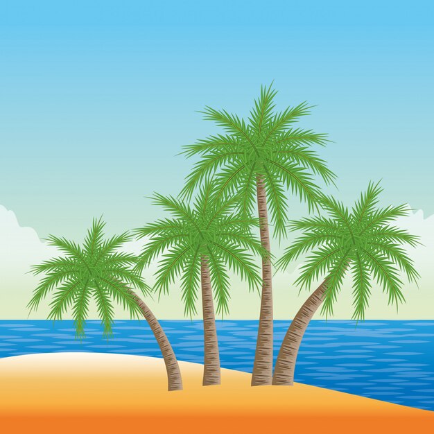 Dibujos animados de playa y vacaciones de verano