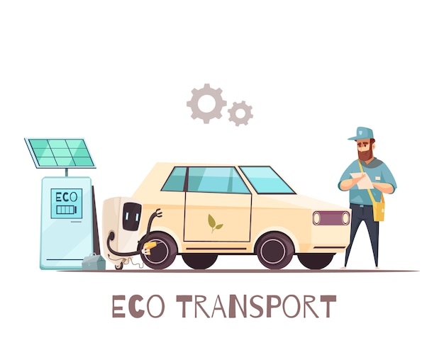 Dibujos animados de vehículos de transporte ecológico