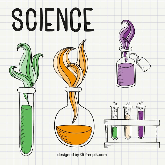 Vector gratuito dibujos de ciencias en un papel de cuaderno