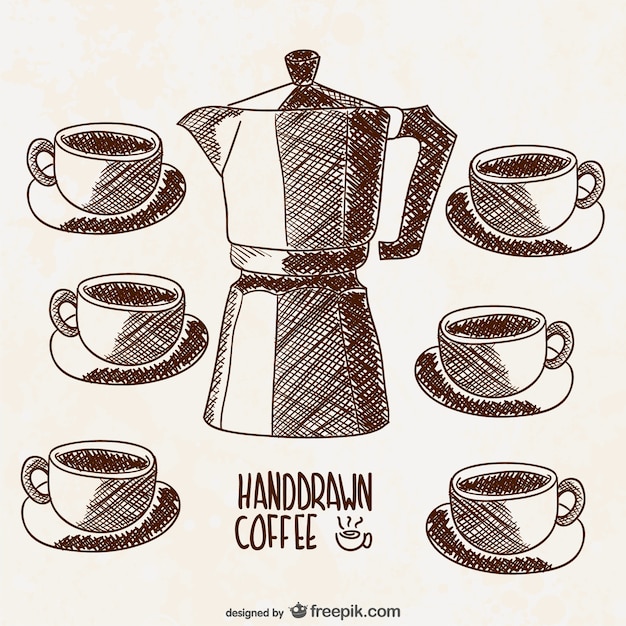 Vector gratuito dibujos de conjunto de café