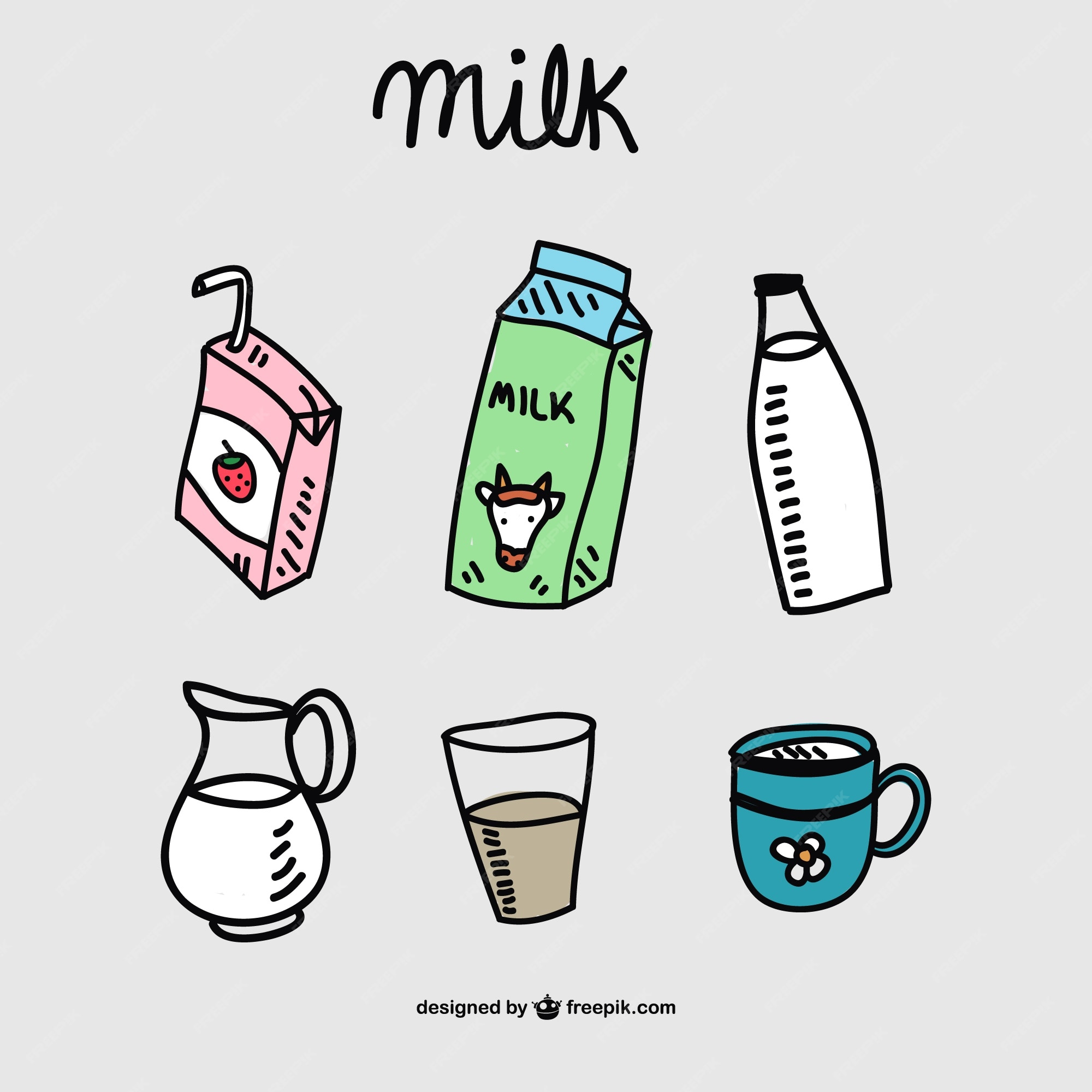 Dibujos envases de leche | Vector Gratis