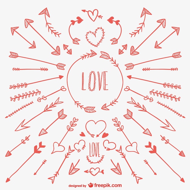 Dibujos de flechas de San Valentín