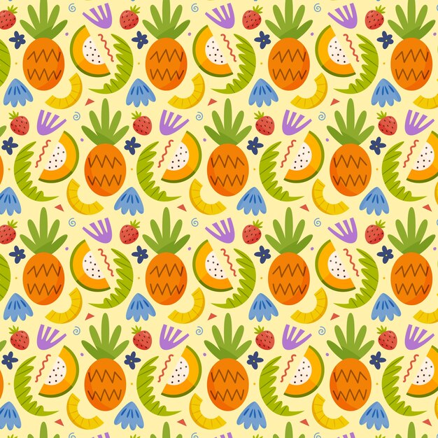 Dibujos a mano de frutas y flores