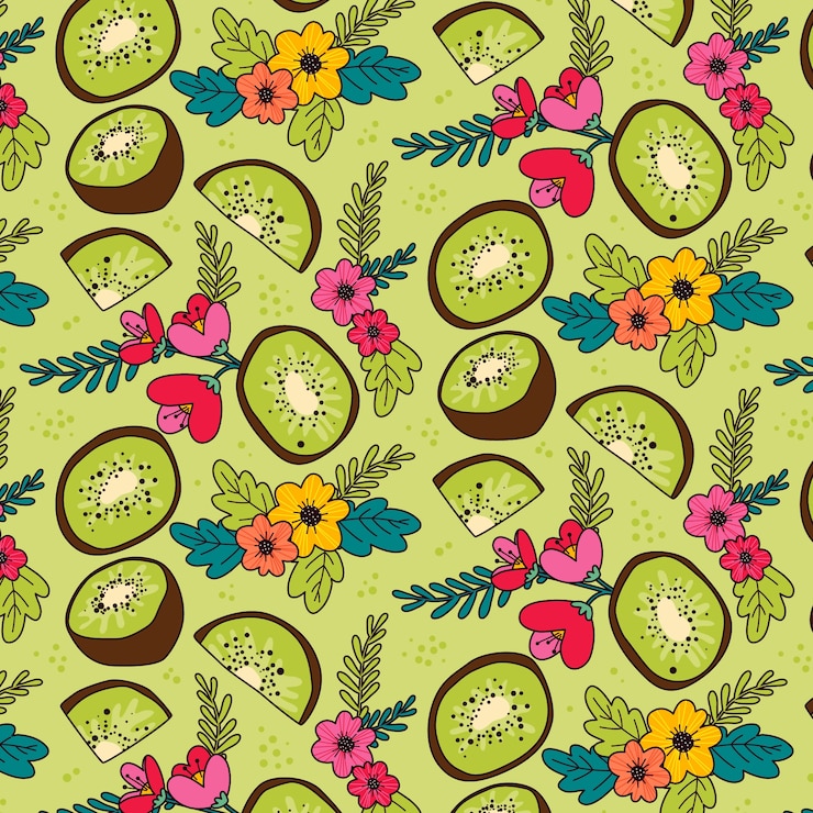 Vector gratuito dibujos a mano de frutas y flores