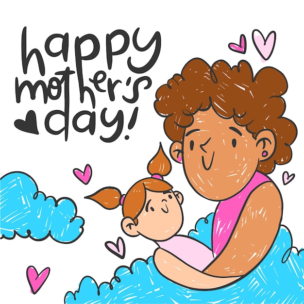 Vector gratuito dibujos de niños para el día de la madre en acuarela