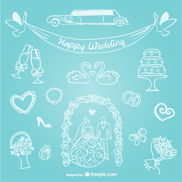Vector gratuito dibujos simples de boda