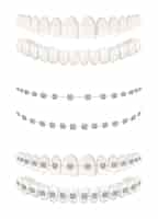 Vector gratuito dientes aparatos dentales iconos realistas conjunto ilustración vectorial aislado