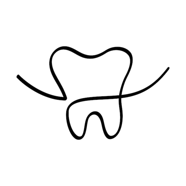 Dientes en contorno plano y glifo