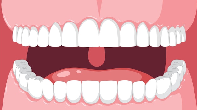Dientes humanos cerca de dibujos animados