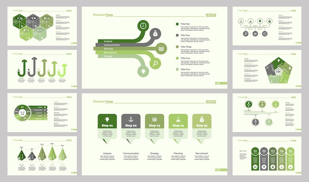 Vector gratuito diez plantillas de diapositivas de gestión establecidas