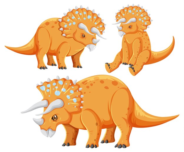 Diferente colección de dinosaurios triceratops naranja