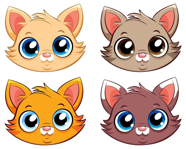 Diferente de gatos en estilo de dibujos animados