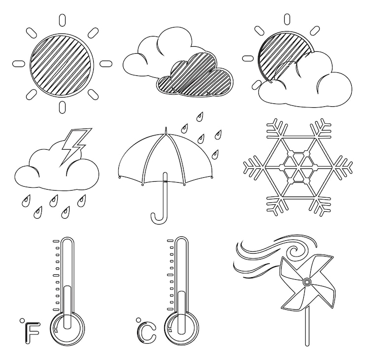 Vector gratuito diferentes condiciones climáticas