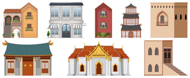 Diferentes diseños de edificios de todo el mundo.