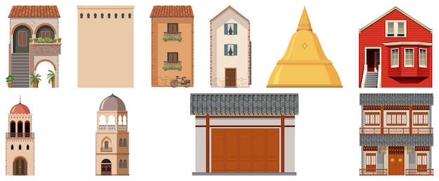 Diferentes diseños de edificios en todo el mundo.