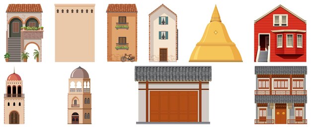Diferentes diseños de edificios en todo el mundo.