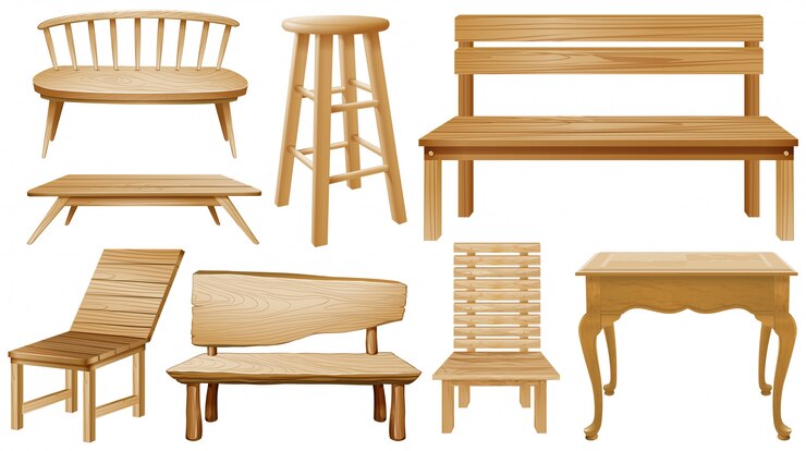 Vector gratuito diferentes diseños de sillas de madera