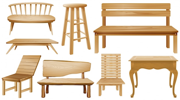 Diferentes diseños de sillas de madera