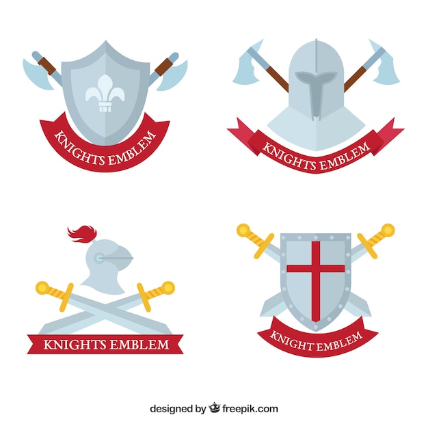 Vector gratuito diferentes emblemas de caballero