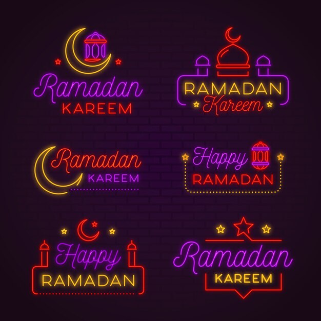 Diferentes letreros de neón del Ramadán