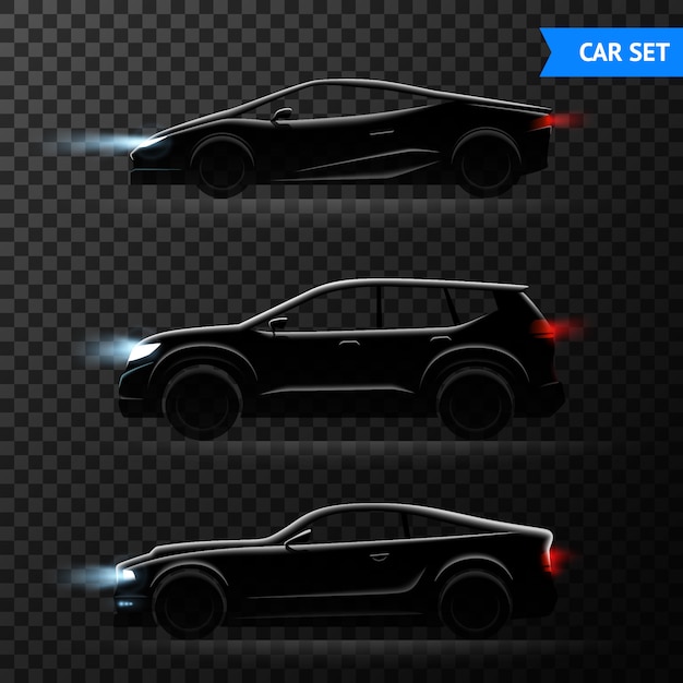 Vector gratuito diferentes modelos con estilo de coches ilustración vectorial