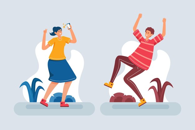 Diferentes personas con alta autoestima ilustradas.