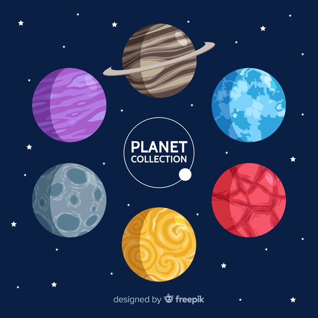 Diferentes planetas de la colección del sistema solar.
