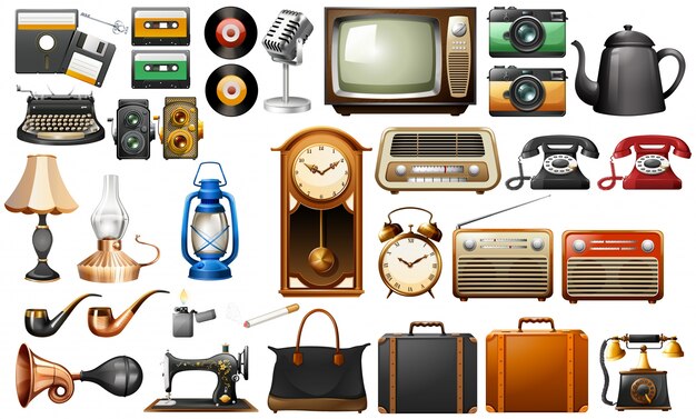 Diferentes tipos de antigüedades ilustración