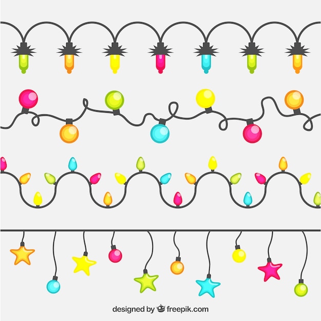 Diferentes tipos de bombillas coloridas para navidad