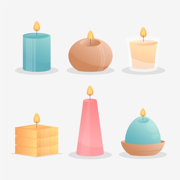 Vector gratuito diferentes tipos de colección de velas perfumadas.