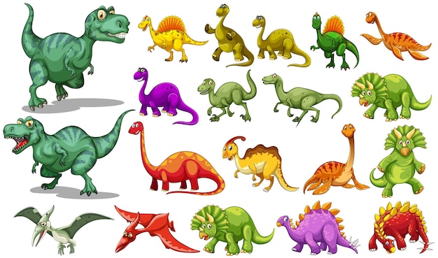 Vector gratuito diferentes tipos de dinosaurios