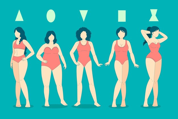 Diferentes tipos de formas del cuerpo femenino.