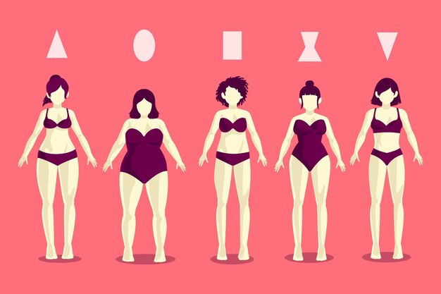 Diferentes tipos de formas del cuerpo femenino.