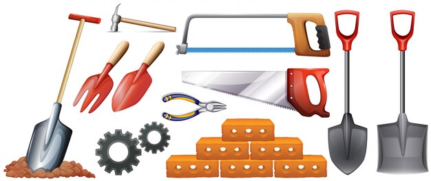 Diferentes tipos de herramientas de construcción ilustración