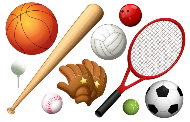 Diferentes tipos de ilustración de equipos de deporte