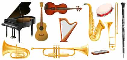 Vector gratuito los diferentes tipos de instrumentos de música clásica