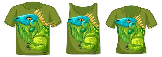 Diferentes tipos de tops con estampado de iguana.