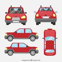 Vector gratuito diferentes vistas de coche con diseño plano