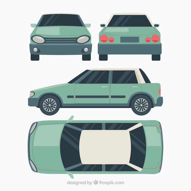 Diferentes vistas de coche vintage