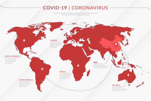 Vector gratuito la difusión del mapa de coronavirus