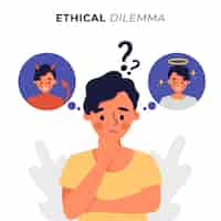 Vector gratuito dilema ético preguntando persona con ángel y demonio