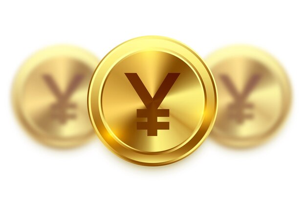 dinero japonés aislado y 3D diseño de moneda de yen de oro