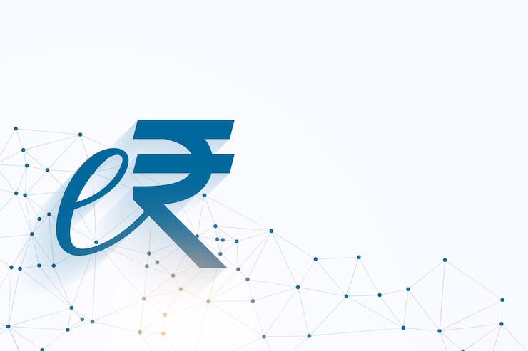 Vector gratuito dinero virtual erupi erupee símbolo en vector de fondo de conexión de red