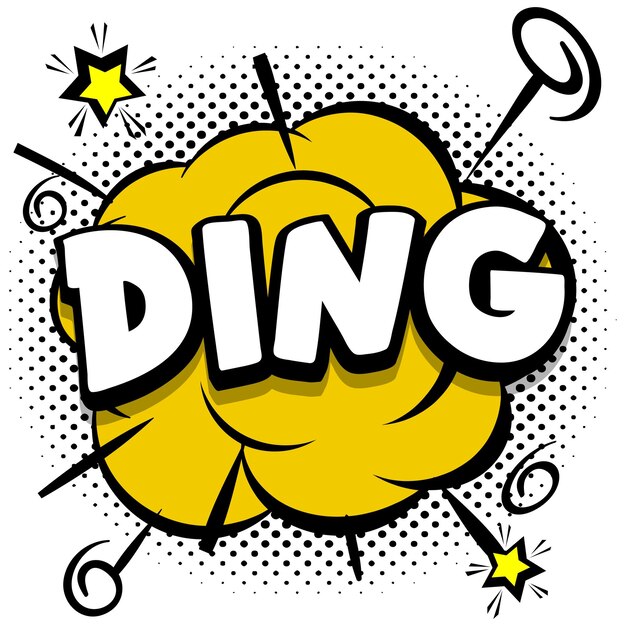 Ding Comic plantilla brillante con burbujas de discurso en marcos coloridos