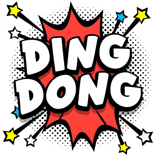 Ding dong Pop art comic speech bubbles libro efectos de sonido
