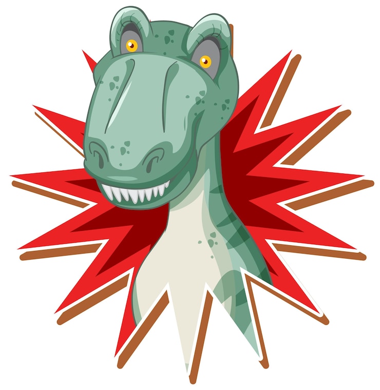Vector gratuito dinosaur head with red burst